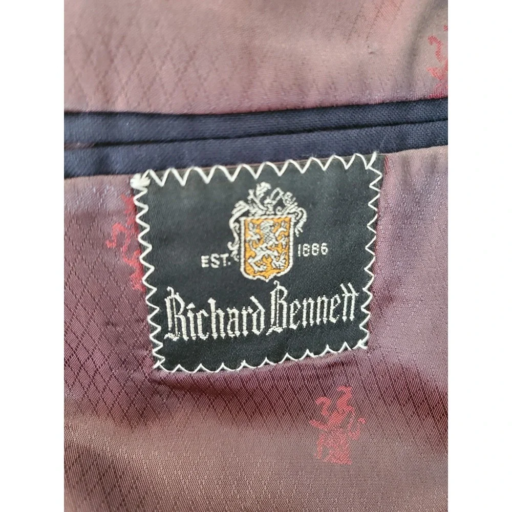 VTG 1985 Richard Bennett Tailored To Measure Wool Blazer Mens Navy Made In USA